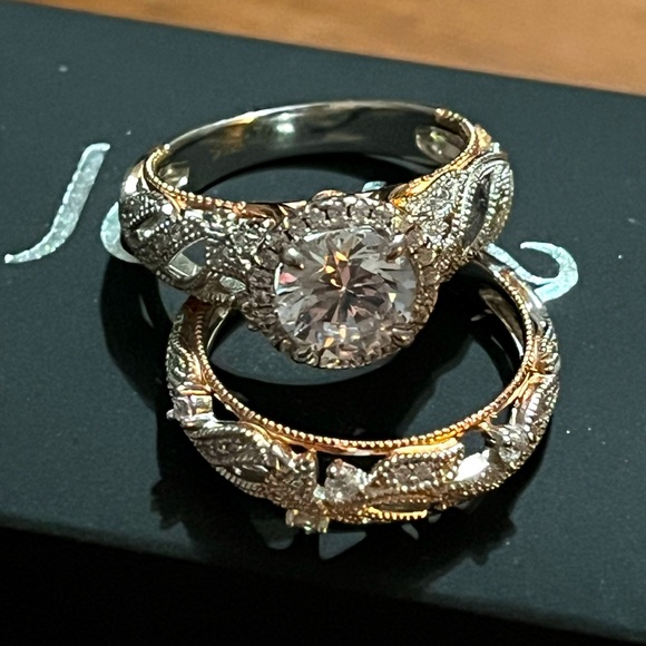 NEW JEULIA LEAF DESIGN ROUND CUT STERLING SILVER RING SET IN 8.5 - Picture 11 of 15